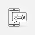 Smart Phone with Self-driving Car App vector concept line icon Royalty Free Stock Photo