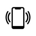 Smart phone in silent mode icon or mobile phone vibrating icon in black. Phone line icon for web, mobile on isolated white Royalty Free Stock Photo