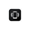 Smart phone in silent mode or mobile phone vibrating icon modern button design black symbol isolated on white background. Vector Royalty Free Stock Photo