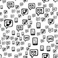 Smart Phone SMS and Email Communications Seamless Pattern Royalty Free Stock Photo