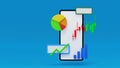 Smart phone with stock market trading graph candle stick and business chart, financial investment 3D rendering Royalty Free Stock Photo