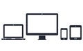 Smart phone, tablet, laptop and desktop computer icons. Vector devices of responsive web design. Royalty Free Stock Photo