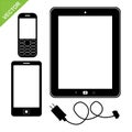 Smart phone and tablet silhouette vector