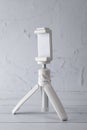 Smart phone and tripod isolated on white background Royalty Free Stock Photo