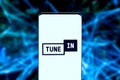 Smart phone with the TuneIn logo