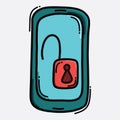 Smart phone unlock color vector icon. Drawing sketch illustration hand drawn line eps10 Royalty Free Stock Photo