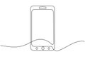 Smart phone vector icon continuous one line drawing on white background Royalty Free Stock Photo