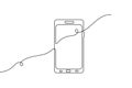 Smart phone vector icon continuous one line drawing on white background Royalty Free Stock Photo