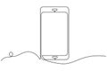 Smart phone vector icon continuous one line drawing on white background Royalty Free Stock Photo