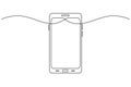 Smart phone vector icon continuous one line drawing on white background Royalty Free Stock Photo