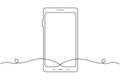 Smart phone vector icon continuous one line drawing on white background Royalty Free Stock Photo