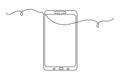 Smart phone vector icon continuous one line drawing on white background Royalty Free Stock Photo