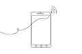 Smart phone vector icon continuous one line drawing on white background Royalty Free Stock Photo