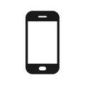 Smart phone vector icon. Web and application interface button symbol. Smartphone sign. Black telephone silhouette logo.