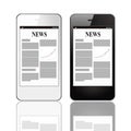 Smart phones with business news Royalty Free Stock Photo