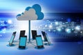 Smart phones network with cloud computing Royalty Free Stock Photo