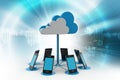 Smart phones network with cloud computing Royalty Free Stock Photo