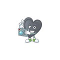 Smart Photographer black love cartoon mascot with a camera