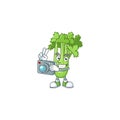Smart Photographer celery plant cartoon mascot with a camera