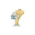 Smart Photographer parsnip cartoon mascot with a camera