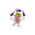 Smart pink bottle wine cartoon character design playing Juggling
