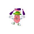 Smart pink love tie cartoon character design playing Juggling