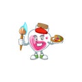 Smart pink potion painter mascot icon with brush