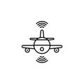 Smart plane flying concept line icon. Simple element illustration. Smart plane flying concept outline symbol design from artificia