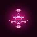 Smart plane flying neon icon. Elements of Artifical intelligence set. Simple icon for websites, web design, mobile app, info