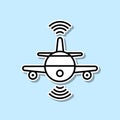 Smart plane flying sticker icon. Simple thin line, outline vector of Artifical intelligence icons for ui and ux, website or mobile