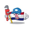 Smart Plumber flag croatia Scroll on cartoon character design