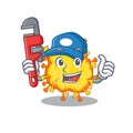 Smart Plumber minacovirus on cartoon character design Royalty Free Stock Photo