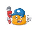 Smart Plumber orange macaron on cartoon character design