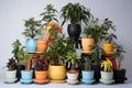 smart pot among variety of regular pots, standing out