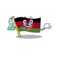 Smart Professor flag malawi cartoon character holding glass tube