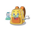 Smart Professor kids school backpack cartoon character with glass tube Royalty Free Stock Photo