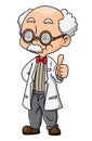 The smart professor with the laboratory coat is giving the thumb up Royalty Free Stock Photo