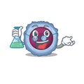 Smart Professor lymphocyte cell cartoon character with glass tube