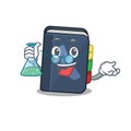 Smart Professor phone book cartoon character with glass tube