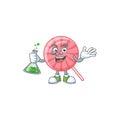 Smart Professor pink round lollipop cartoon character with glass tube