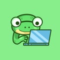 Smart programmer Frog coding on the laptop notebook computer Royalty Free Stock Photo