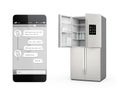Smart refrigerator with LCD screen for monitoring Royalty Free Stock Photo