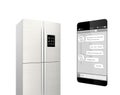 Smart refrigerator with LCD screen for monitoring Royalty Free Stock Photo