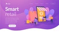 Smart retail in smart city landing page template. Royalty Free Stock Photo