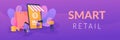 Smart retail in smart city web banner concept. Royalty Free Stock Photo