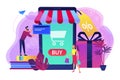 Smart retail in smart city concept illustration. Royalty Free Stock Photo