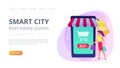 Smart retail in smart city concept illustration. Royalty Free Stock Photo