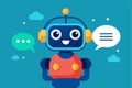 Smart robot chatbot interacts with users through speech bubbles, showcasing modern technology in a playful, colorful design that Royalty Free Stock Photo