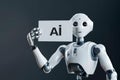 smart robot holding sign ai,machine learning Royalty Free Stock Photo