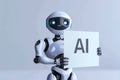 smart robot holding sign ai,machine learning Royalty Free Stock Photo